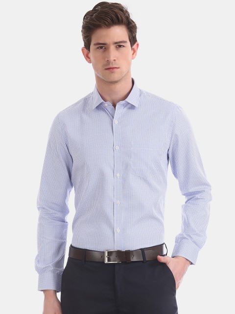 

Excalibur Men Blue & White Regular Fit Checked Formal Shirt