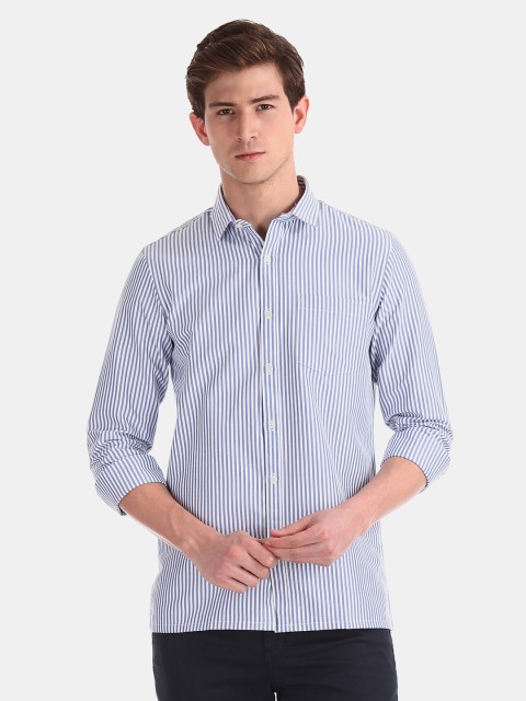 

Excalibur Men Blue & White Regular Fit Striped Casual Shirt