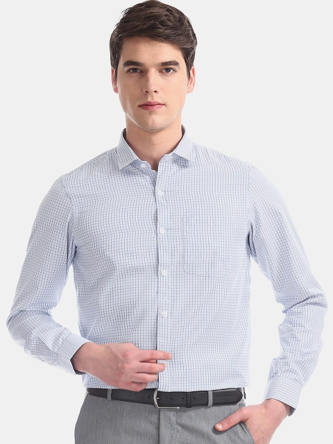 

Excalibur Men Blue & White Regular Fit Checked Formal Shirt