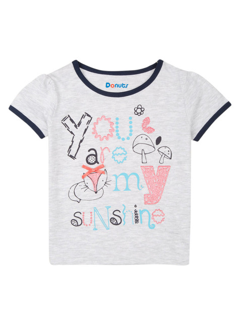 

Donuts Girls Grey Printed Round Neck T-shirt