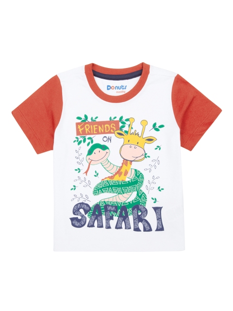 

Donuts Boys White Printed Round Neck T-shirt