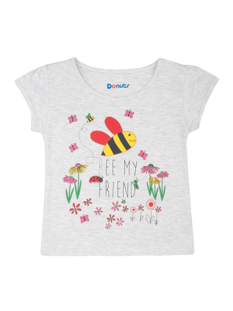 

Donuts Girls Grey Printed Round Neck T-shirt