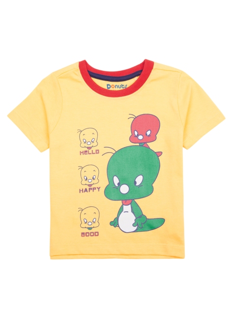 

Donuts Boys Yellow Printed Round Neck T-shirt