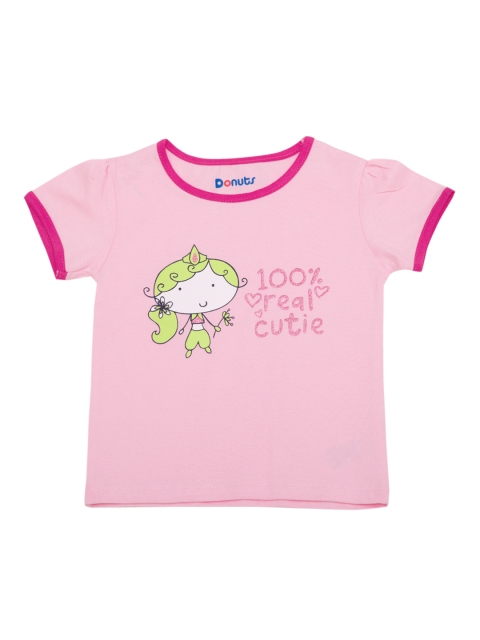 

Donuts Girls Pink Printed Round Neck T-shirt
