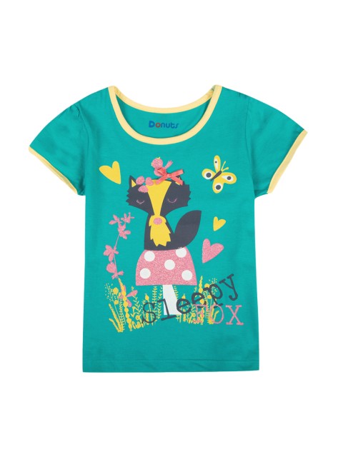 

Donuts Girls Sea Green Printed Round Neck T-shirt