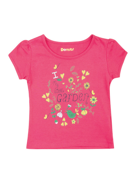 

Donuts Girls Pink Printed Round Neck T-shirt