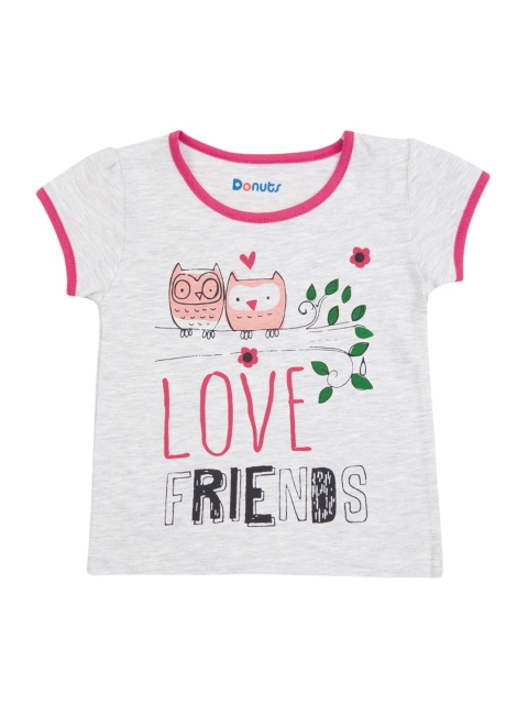 

Donuts Girls Grey Printed Round Neck T-shirt