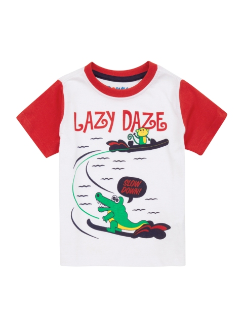 

Donuts Boys White Printed Round Neck T-shirt