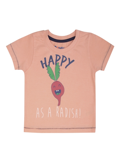 

Donuts Infant Boys Peach-Coloured Printed Round Neck T-shirt