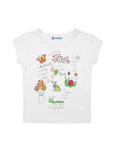 

Donuts Girls White Printed Round Neck T-shirt