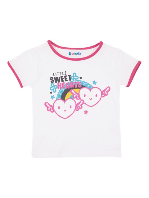 

Donuts Girls White Printed Round Neck T-shirt