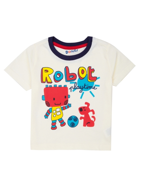 

Donuts Boys Off-White Printed Round Neck T-shirt