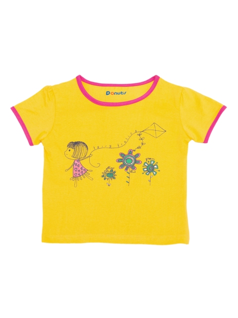 

Donuts Girls Yellow Printed Round Neck T-shirt