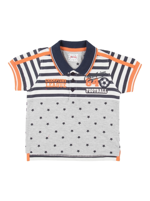 

Donuts Boys Grey Striped Polo Collar T-shirt