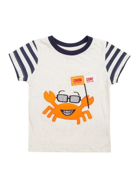 

Donuts Infant Boys White Appliqued Round Neck T-shirt