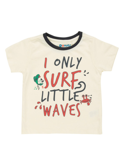 

Donuts Boys Cream-Coloured Printed Round Neck T-shirt