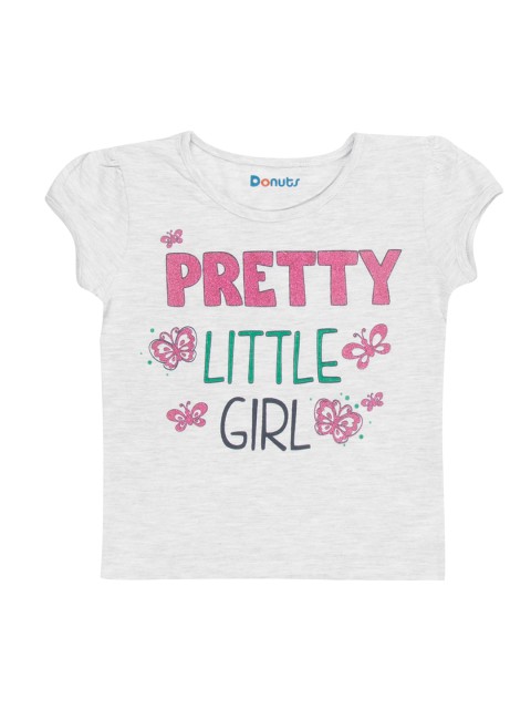 

Donuts Infant Girls Grey & Pink Printed Round Neck T-shirt