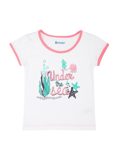 

Donuts Girls White Printed Round Neck T-shirt