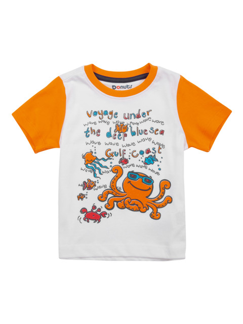 

Donuts Boys White Printed Round Neck T-shirt