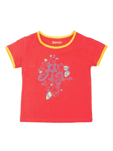 

Donuts Girls Red Printed Round Neck T-shirt