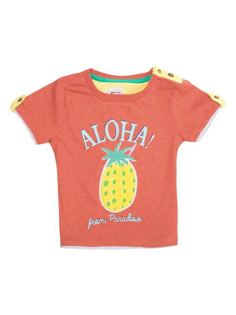 

Donuts Infant Boys Orange Appliqued Round Neck T-shirt
