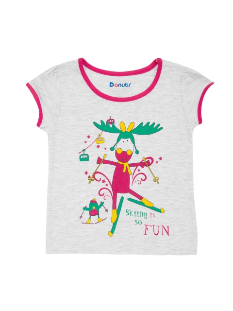 

Donuts Girls Grey Printed Round Neck T-shirt