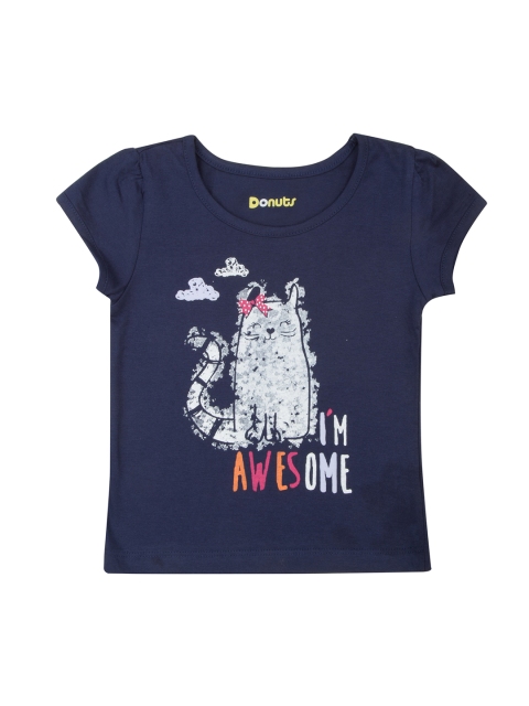 

Donuts Girls Navy Blue Printed Round Neck T-shirt