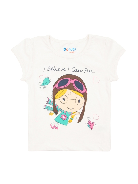 

Donuts Girls White Printed Round Neck T-shirt