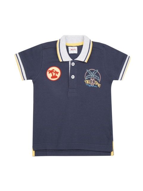 

Donuts Boys Blue Printed Polo Collar T-shirt