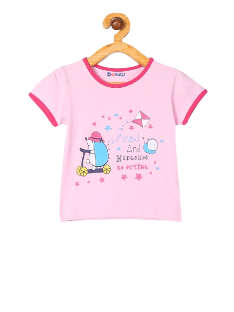 

Donuts Girls Pink Printed Round Neck T-shirt