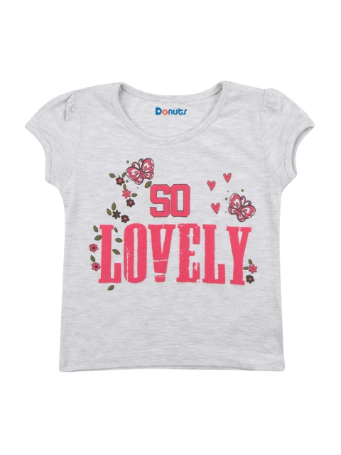 

Donuts Girls Grey Printed Round Neck T-shirt