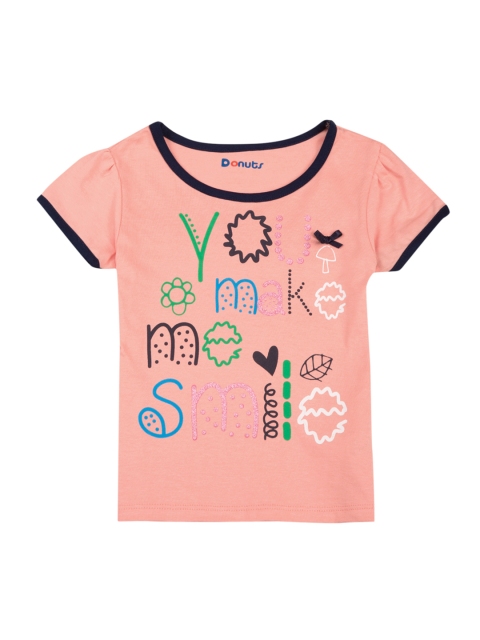 

Donuts Girls Pink Printed Round Neck T-shirt
