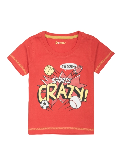 

Donuts Boys Red Printed Round Neck T-shirt