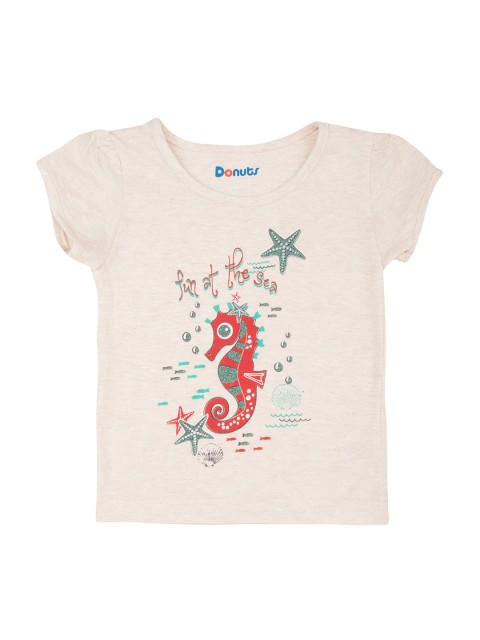 

Donuts Girls Beige Printed Round Neck T-shirt