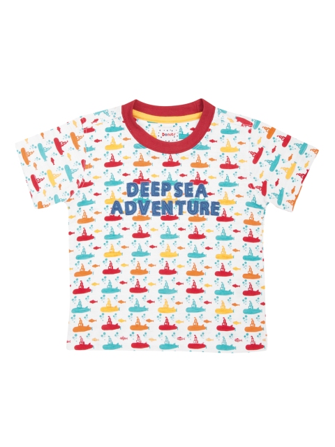 

Donuts Boys White Printed Round Neck T-shirt