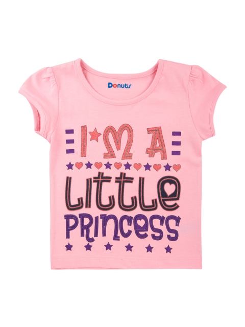 

Donuts Girls Pink Printed Round Neck T-shirt