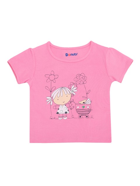 

Donuts Girls Pink Printed Round Neck T-shirt