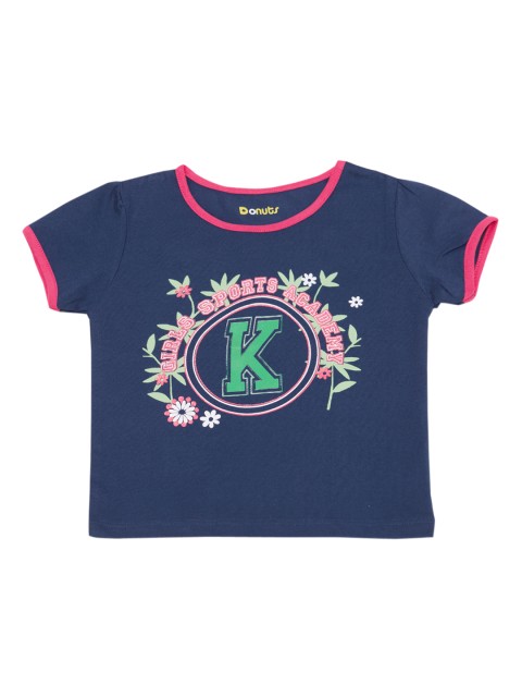 

Donuts Girls Blue Printed Round Neck T-shirt