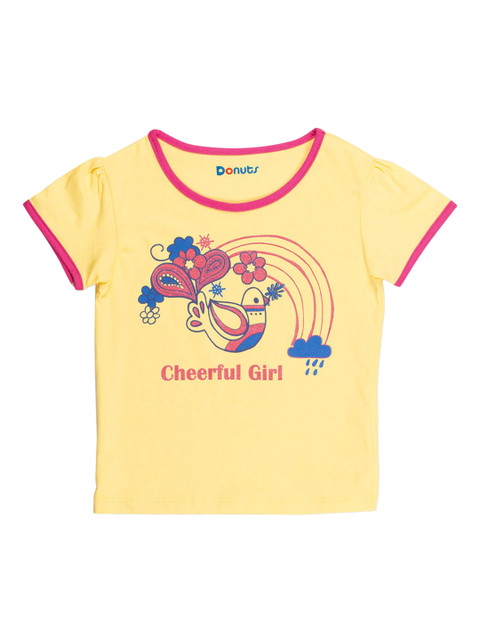 

Donuts Girls Yellow Printed Round Neck T-shirt