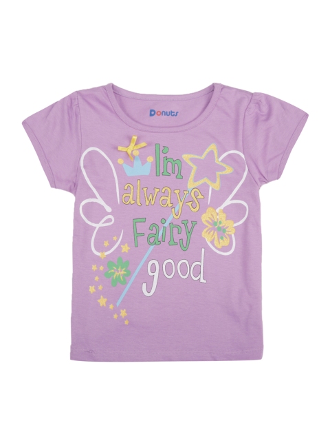 

Donuts Girls Purple Printed Round Neck T-shirt