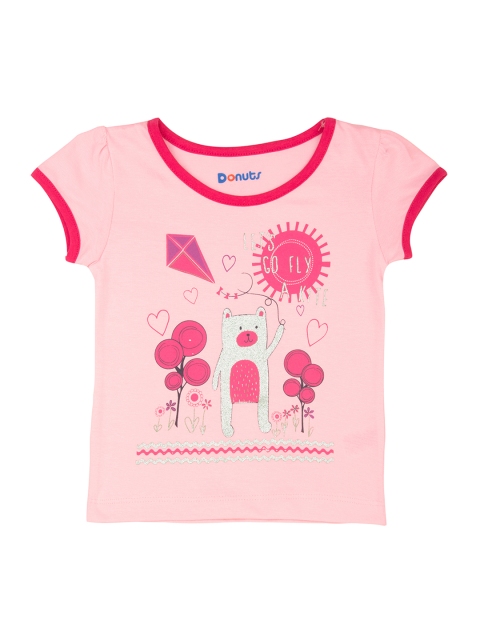

Donuts Girls Pink Printed Round Neck T-shirt