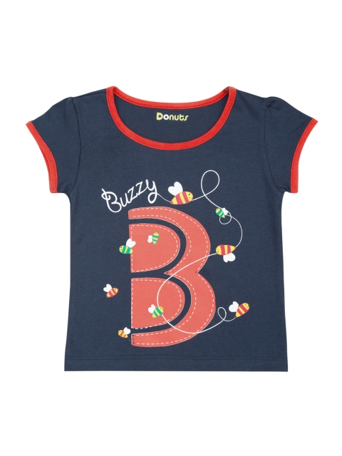 

Donuts Girls Navy Blue Printed Round Neck T-shirt