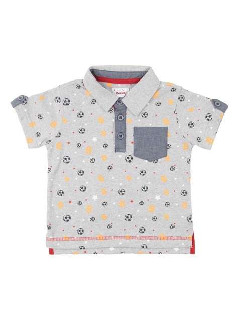 

Donuts Boys Grey Football Printed Polo Collar T-shirt