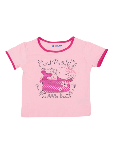 

Donuts Girls Pink Printed Round Neck T-shirt