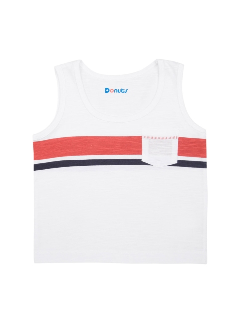 

Donuts Boys White Striped Round Neck T-shirt