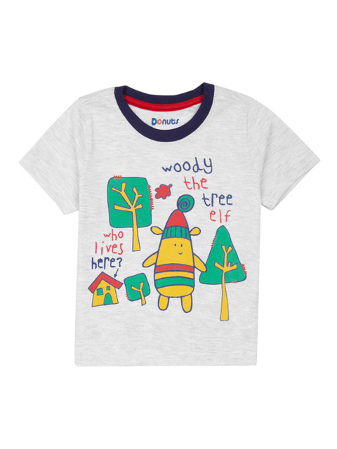 

Donuts Boys Grey & Green Printed Round Neck T-shirt