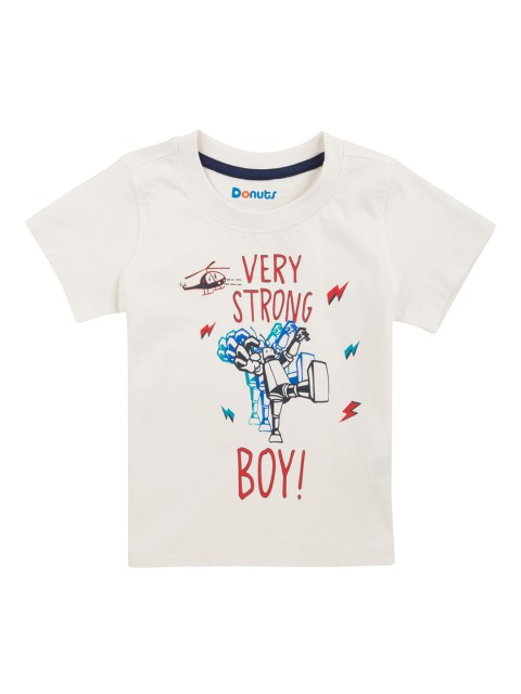 

Donuts Boys White Printed Round Neck T-shirt