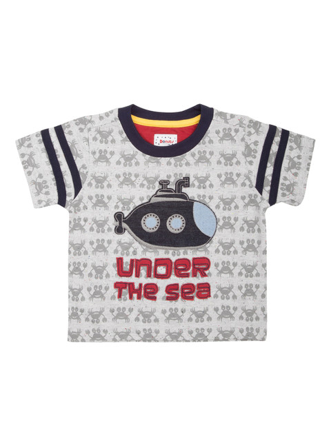 

Donuts Boys Grey Printed Round Neck T-shirt