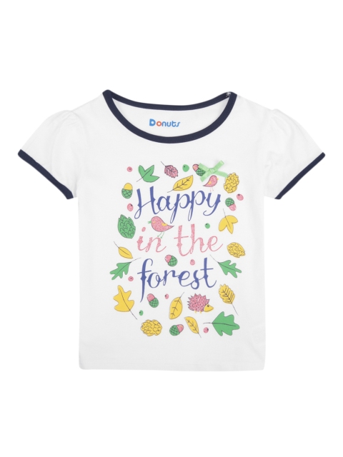 

Donuts Girls White Printed Round Neck T-shirt
