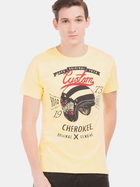

Cherokee Men Yellow Printed Slim Fit Round Neck T-shirt